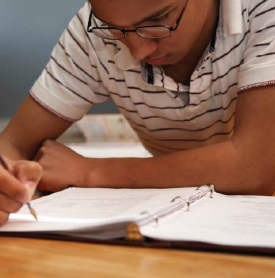 Student doing homework