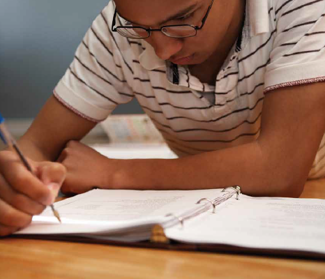 Student doing homework