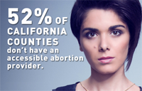 woman with stat about abortion access in CA