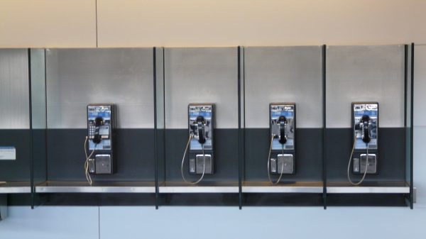 Phone booths in a line
