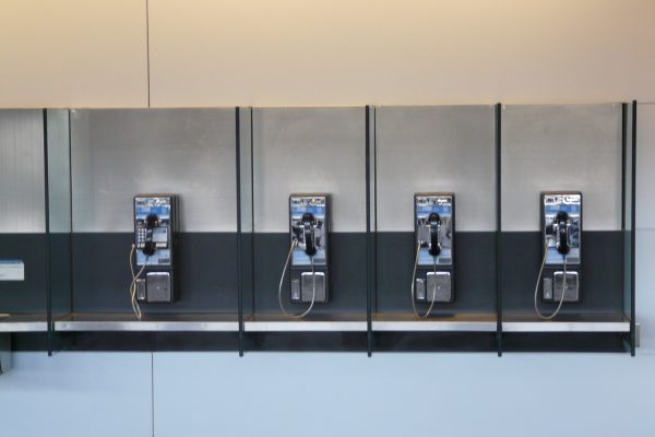 Phone booths in a line