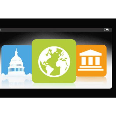 mobile phone illustration with the world as an icon