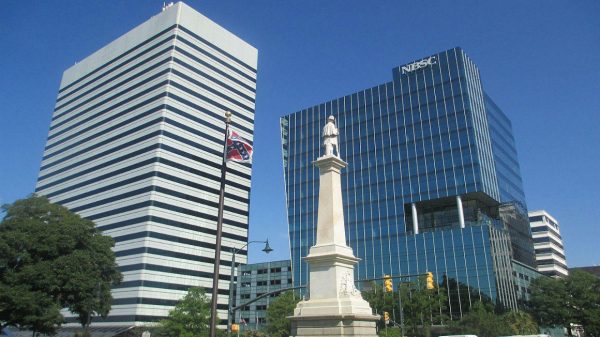 The Confederate battle flag flies above the South Carolina capitol grounds in July 2012.