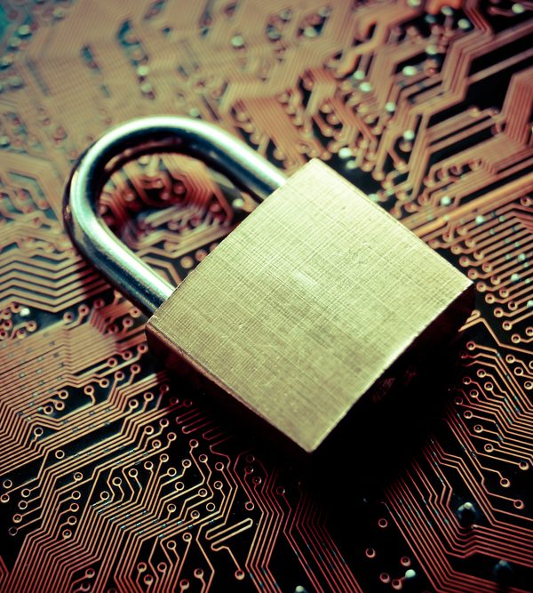 physical lock on top of a computer motherboard