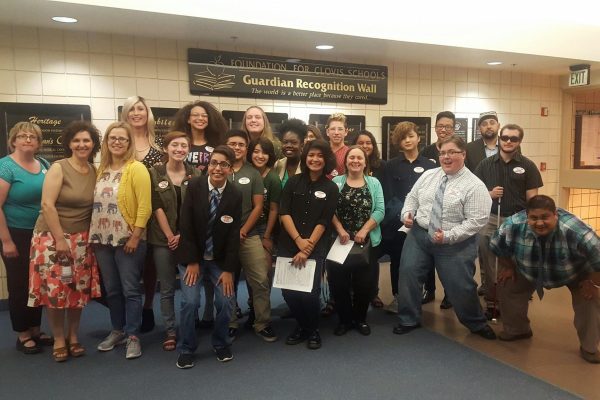 Clovis students and parents and Abre' Conner at a school board meeting about the dress code