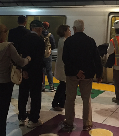 people on the BART platform at Embarcadero