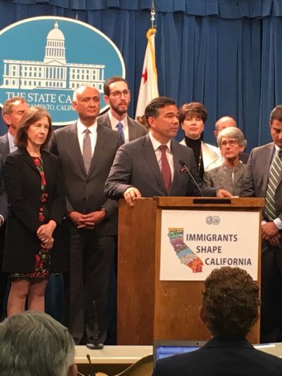 California legislators introducing fair and just immigration bills at the Capitol.