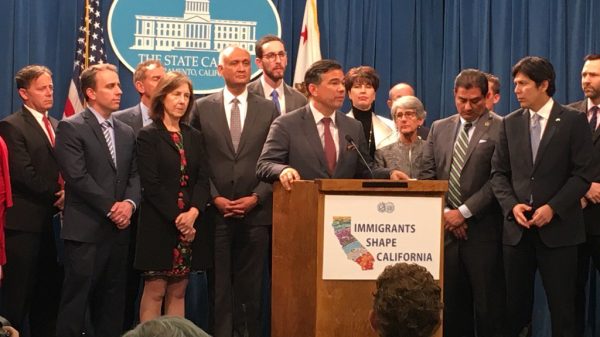 California legislators introducing fair and just immigration bills at the Capitol.