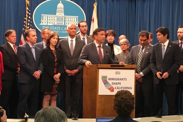 California legislators introducing fair and just immigration bills at the Capitol.