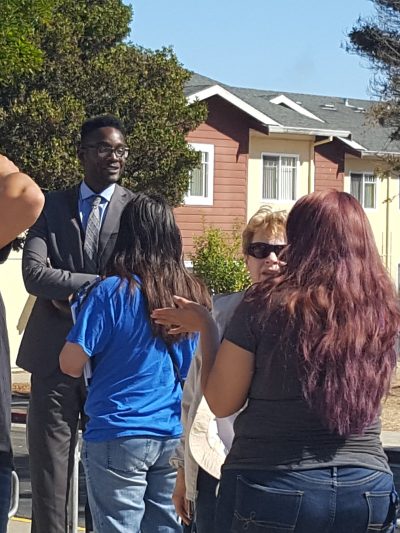 A meeting on a residential street in Richmond