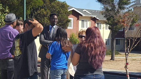 A meeting on a residential street in Richmond
