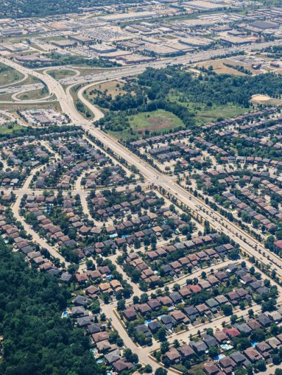 aerial shot of housing