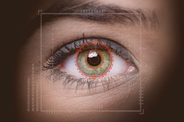 Closeup of eye with x on it