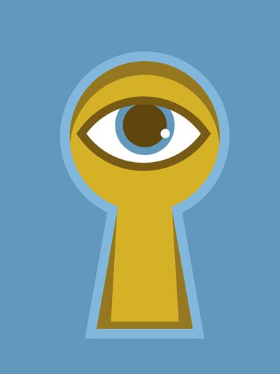 illustration of an eye through a keyhole