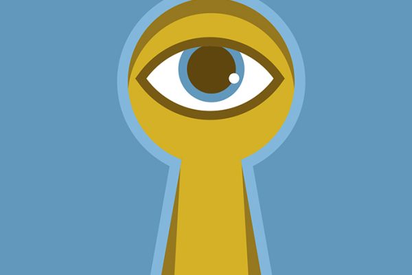 illustration of an eye through a keyhole