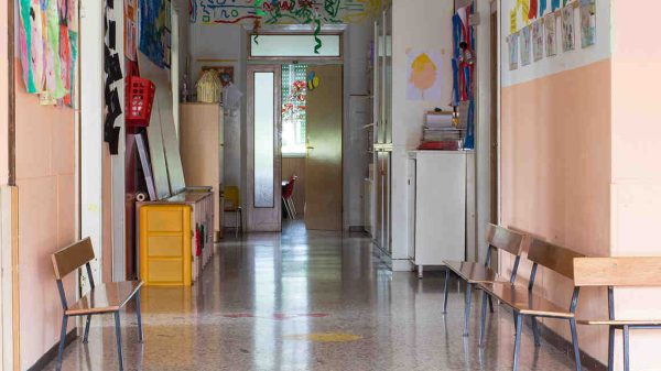stock photo of a school hallway