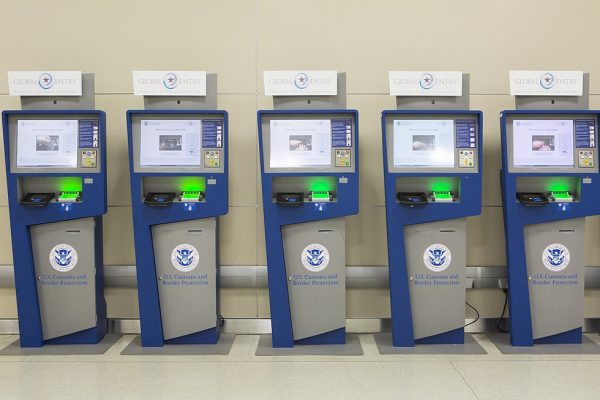 Global entry kiosks at airport