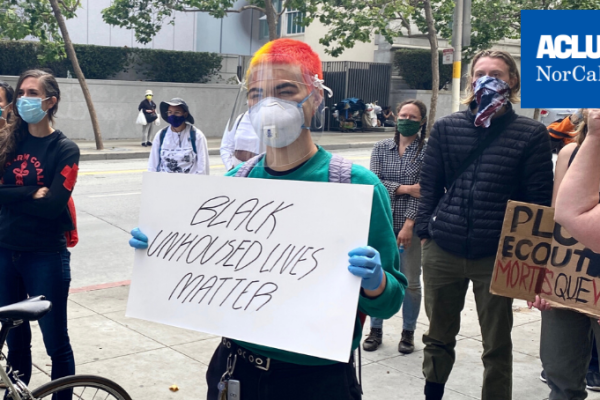 Unhoused black lives matter sign