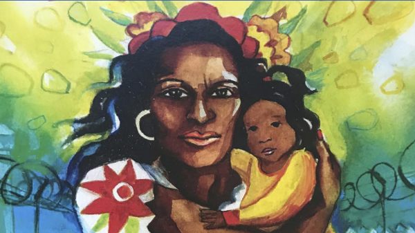 Cover page for ACLU of California report, "Carriers to Reproductive Justice While Detained". Below the title is an image of a woman of color holding a small child in her arms. Below this image is the ACLU of California logo.