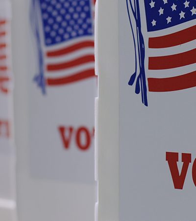 color photo of voting booths