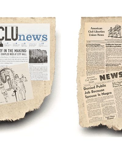Cropped images of news clippings of the ACLU News