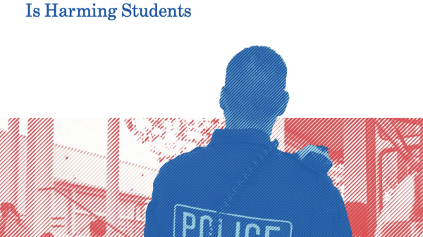 Cover of the report, "Cops and No Counselors" How the Lack of School Mental Health Staff is Harming Students