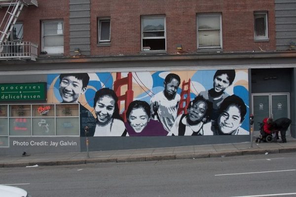 Mural of children in San Francisco Tenderloin Neighborhood