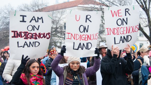 Sign reading "You are on Indigenous land"
