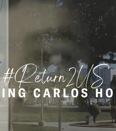 Childhood photo of Carlos and his mom, overlayed with map of Central America