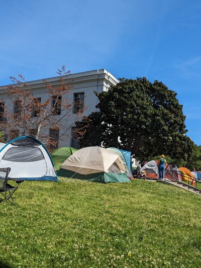 Protestor tents on UC Berkeley campus
