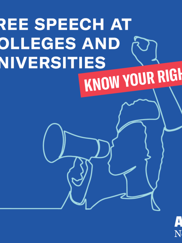 Line drawing of a protestor with a bullhorn