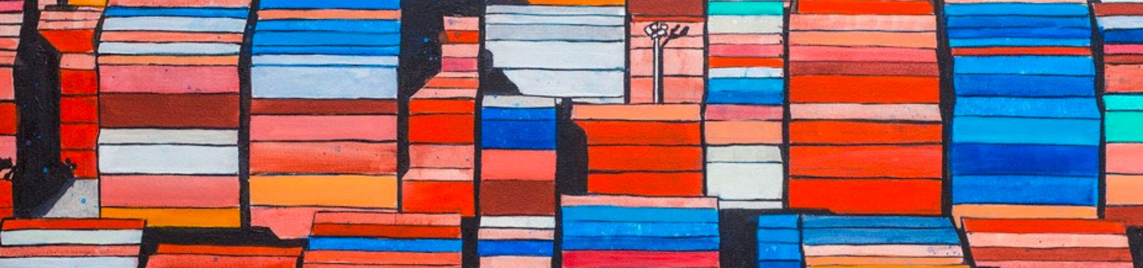 Colorful boxes that almost look like shipping containers.