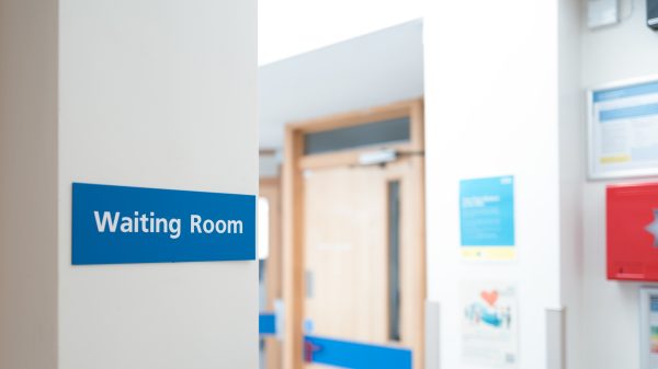 A hospital waiting room.