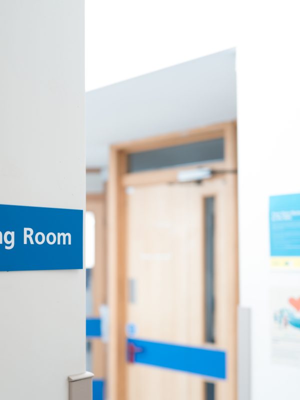 A hospital waiting room.