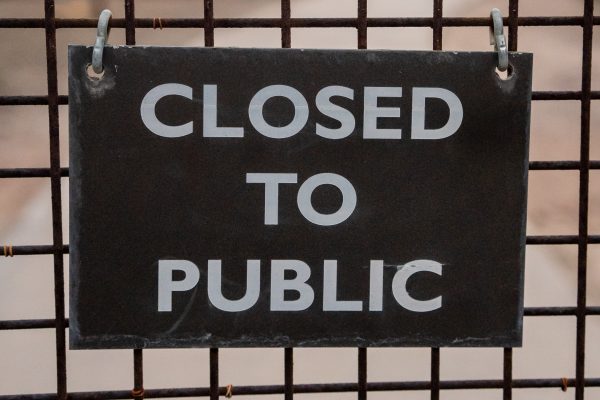 sign saying "closed to public"