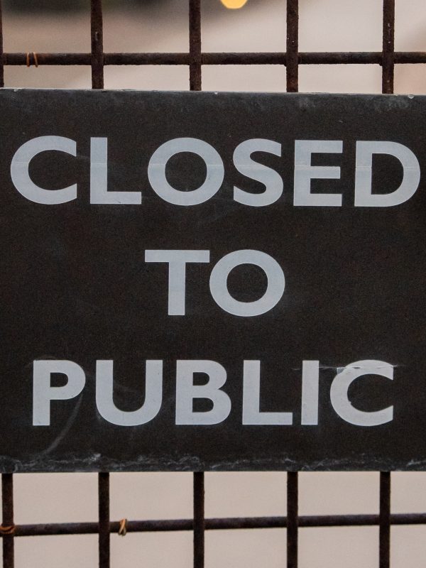 sign saying "closed to public"