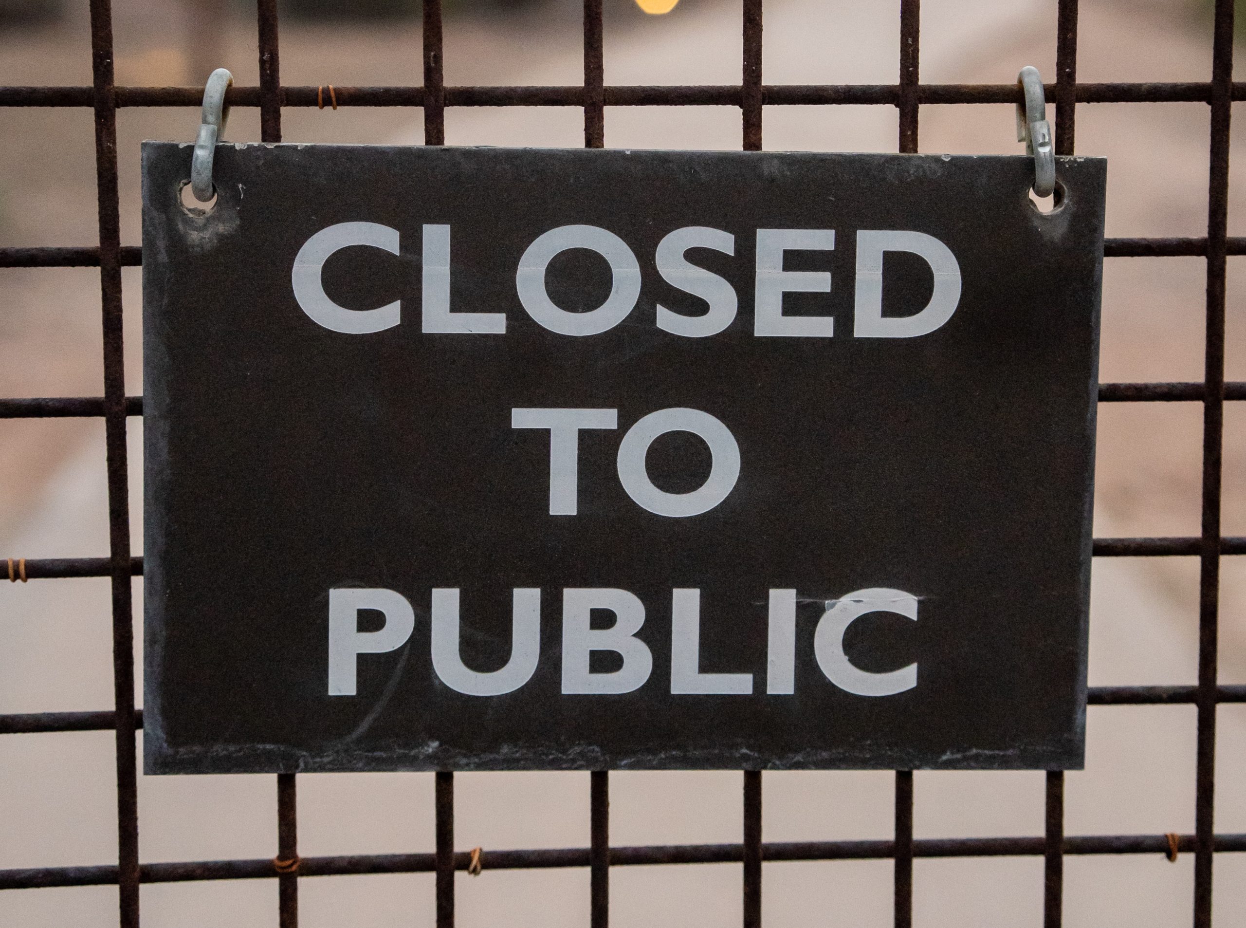 sign saying "closed to public"