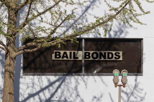 Bail Bonds sign on top of building