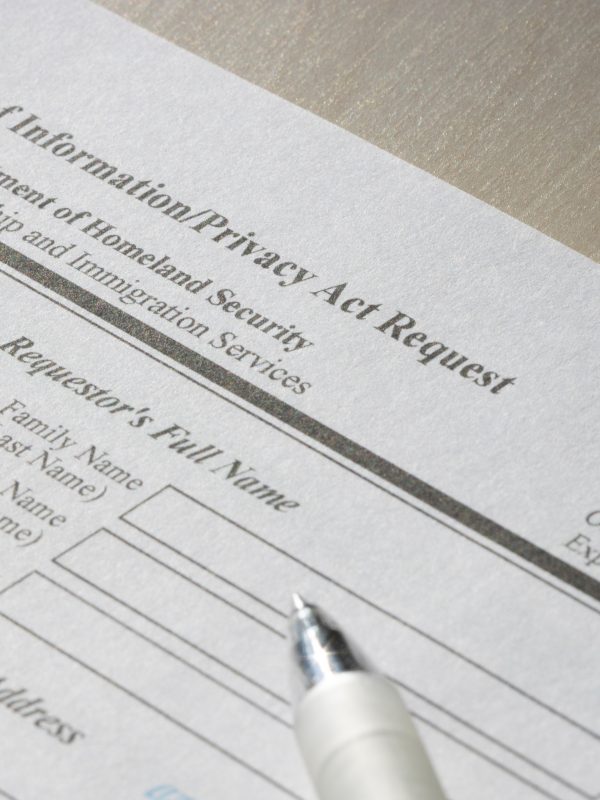 Closeup of Form G-639, Freedom of Information Privacy Act Request