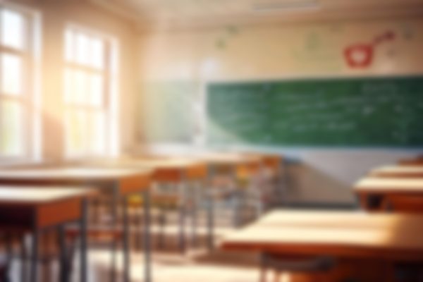 blurred background of bright classroom