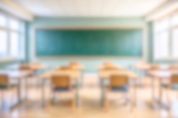 fuzzy picture of classroom and blackboard