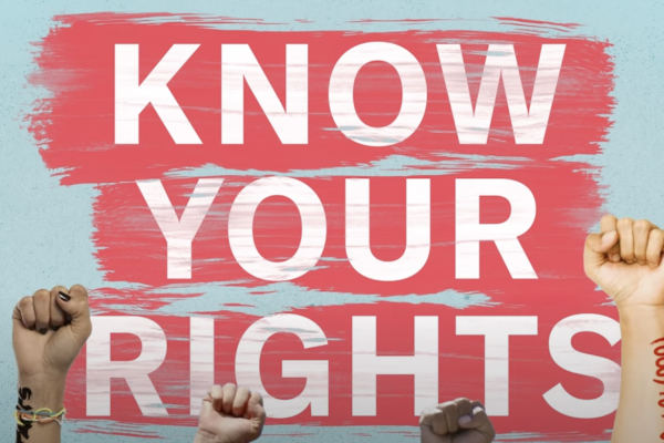 raised fists next to the words know your rights