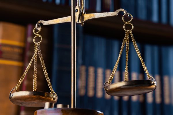 Justice scales in the library