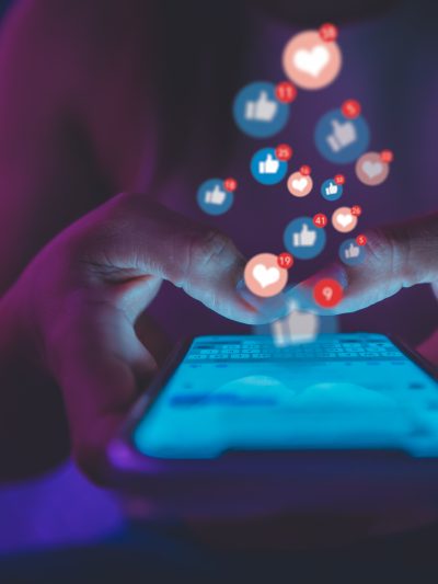 Person using a cell phone for social media