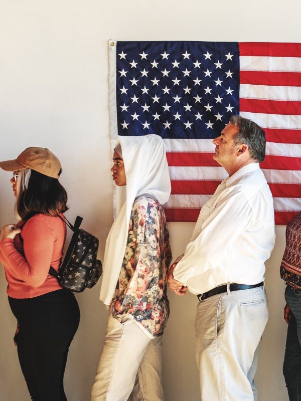 voters in line to cast ballot