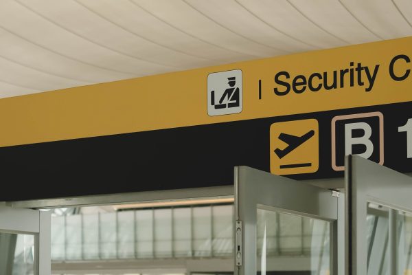 Security checkpoint sign at airport