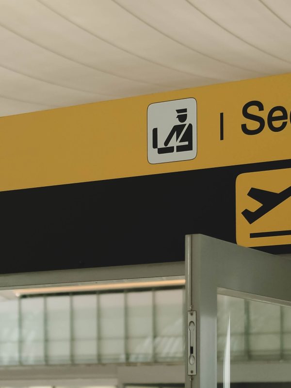 Security checkpoint sign at airport