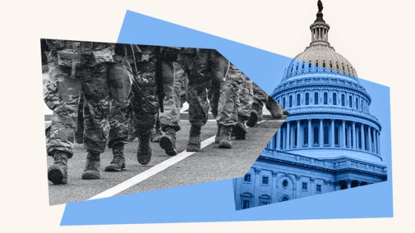 Collage featuring military members and Capitol