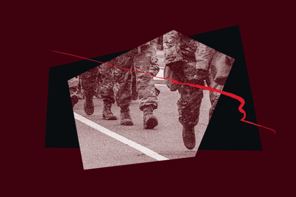 Soldiers dressed in Army camouflage