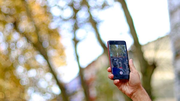 Protestor recording with phone